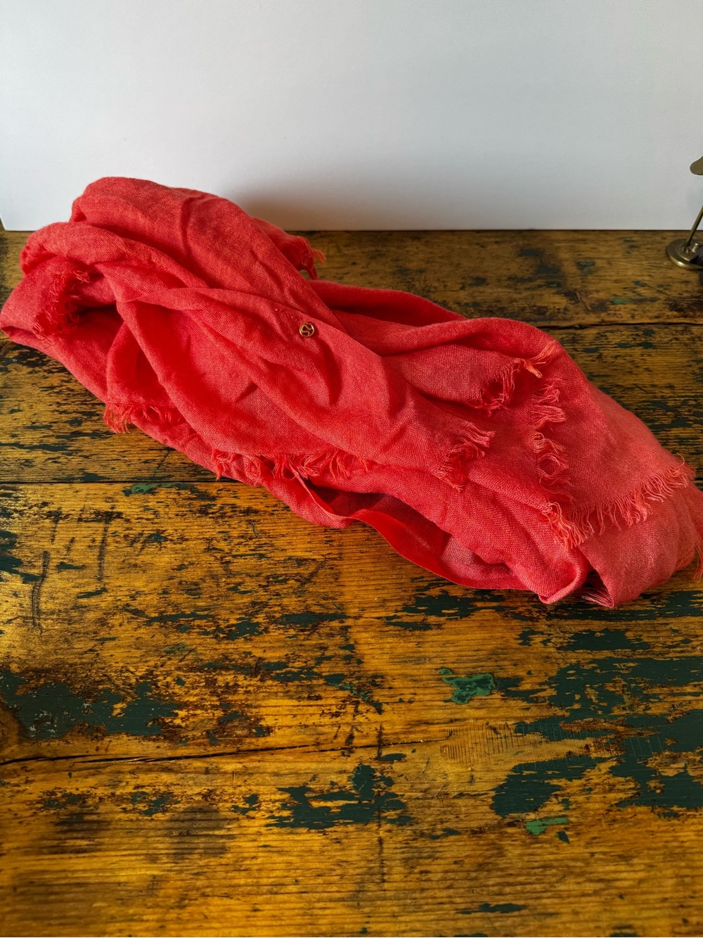 lululemon athletica Coral Red Fringed Wrap Scarf